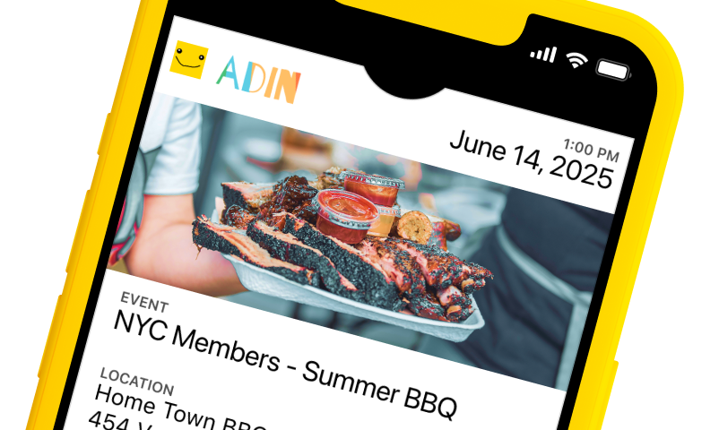 Mobile device showing a NYC Members Summer BBQ event